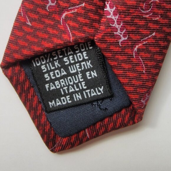 CHANEL Men's Vintage Tie 100% Silk Made in Italy Red with wheat pattern - Picture 4 of 5